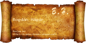 Bogdán Hágár névjegykártya